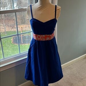 Anthropologie  Sleeveless Dress with Orange Accents